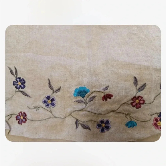 Talbots 100% Linen Embroidered Oatmeal  Maxi Wrap Skirt Size 10 - Picture 9 of 9